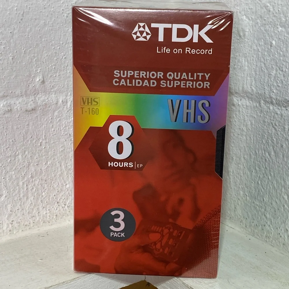 Vintage New in Package Five VHS Blank Video Tapes Fujifilm and TDK